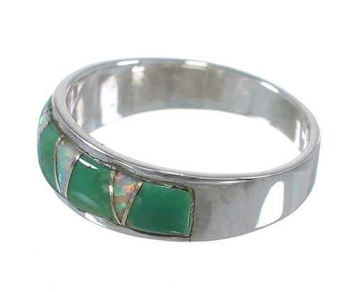 Sterling Silver Turquoise Opal Inlay Southwestern Ring Size 6-1/4 RX82972